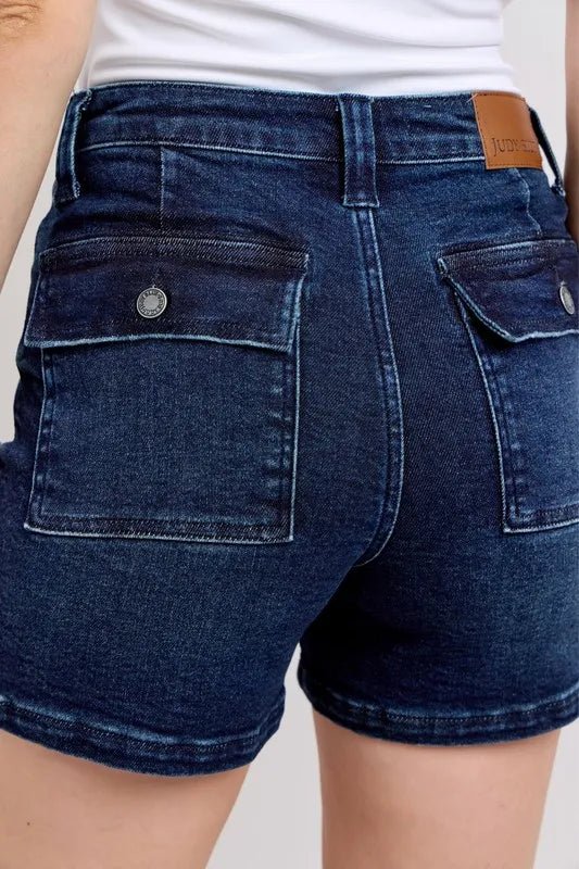 Judy Blue Full Size High Waist Back Flap Pocket Denim Shorts Plus Size - Bela Fils BoutiqueBela Fils Boutique